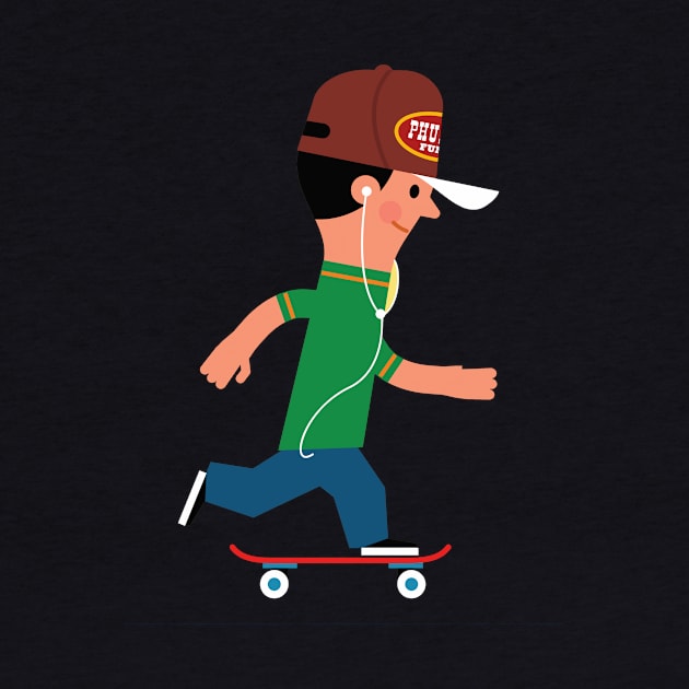 Skateboarding Kid in Phillies Hat by RussellTateDotCom